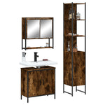 ZNTS 3 Piece Bathroom Furniture Set Smoked Oak Engineered Wood 3214682