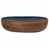 Countertop Basin Brown and Blue Oval 59x40x14 cm Ceramic 155100