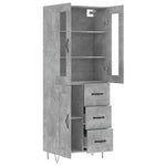 Highboard Concrete Grey 69.5x34x180 cm Engineered Wood 3198693