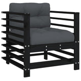 Garden Chairs with Cushions 2 pcs Black Solid Wood Pine 825678