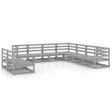 9 Piece Garden Lounge Set Grey Solid Pinewood 3075856