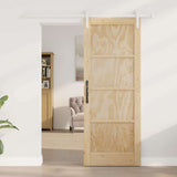 Sliding Door Brown 78 x 202 cm Solid Pine Wood 3333218