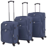 ZNTS 3 Piece Soft Case Trolley Set Navy Blue 91317
