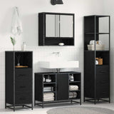 Bathroom Furniture Set 4 pcs Black Oak Engineered Wood 3402338