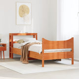 Bed Frame with Headboard Wax Brown 75x190 cm Small Single Solid Wood Pine 3306329
