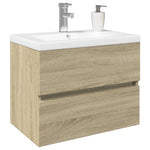 ZNTS 2 Piece Bathroom Furniture Set Ceramic and Engineered Wood 3307662