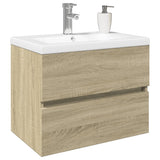 ZNTS 2 Piece Bathroom Furniture Set Ceramic and Engineered Wood 3307662