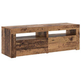 TV Cabinet with LED Lights Old Wood 120x35x40 cm Engineered Wood 856313