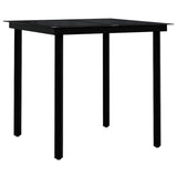 Garden Dining Set Black PE rattan, powder-coated steel, glass 3099377