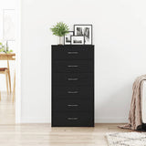 Sideboard with 6 Drawers Black Oak 50x34x96 cm Engineered Wood 862442