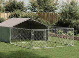Outdoor Dog Kennel with Run 5x2x1,5 m Galvanised Steel 3329236