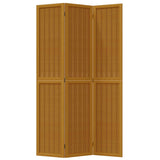 Room Divider 3 Panels Brown Solid Wood Paulownia 358815