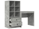 Desk with Drawer with Shelf with Storage 2 pcs Concrete Grey 3337300
