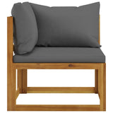 2 Piece Sofa Set with Dark Grey Cushions Solid Wood Acacia 318555