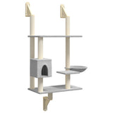 Wall-mounted Cat Tree with Scratching Post Light Grey 153 cm 172405