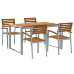 Garden Dining Set 5 pcs Grey and brown Solid acacia wood 3284359