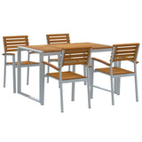 Garden Dining Set 5 pcs Grey and brown Solid acacia wood 3284359