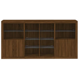 Sideboard with LED Lights Brown Oak 202x37x100 cm 3209190