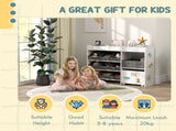Kids Toy Storage Unit with 11 Bins, Cabinet, Top Shelves, 3 Stickers, for Nursery, Playroom, White T3398P379046