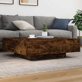 Coffee Table with LED Lights Smoked Oak 100x100x31 cm 836606