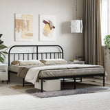 Metal Bed Frame without Mattress with Headboard Black 160x200cm 353638