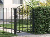 Fence Gate ASSEN with Arched Top Steel 100x175 cm Black 143087