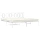 Metal Bed Frame without Mattress with Headboard White 193x203cm 374296