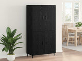 Highboard 2 pcs Black oak Engineered Wood and Glass 3416103