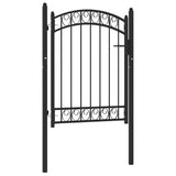 Fence Gate EMMEN with Arched Top Steel 100x98.5 cm Black 146369