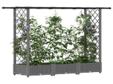 Raised Bed with Trellis and Roof Light Grey 164 x 40 x 123 cm 42032588