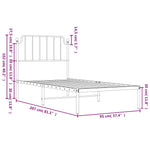 ZNTS Metal Bed Frame with Headboard White 90x200 cm 373929