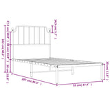 ZNTS Metal Bed Frame with Headboard White 90x200 cm 373929