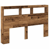 Headboard Cabinet with LED Old Wood 160x17x102 cm 863131