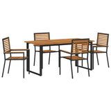 Garden Dining Set 5 pcs Black Solid Acacia Wood 3365457
