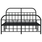 Bed Frame Black Powder-Coated Steel Double Bed Frame 353654