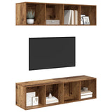 TV Cabinet Set Wall-mounted 2 pcs Old Wood 37 x 37 x 142.5 cm 3393525