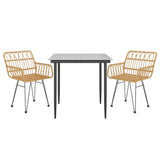Garden Dining Set Black Steel, Tempered Glass, Polyethylene Medium 3157845