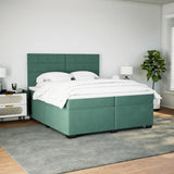 Box Spring Bed with Mattress Dark Green 200x200 cm Velvet 3291005