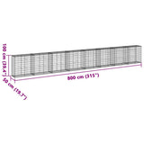 Gabion Basket with Cover 800x50x100 cm Galvanised Iron 3295149