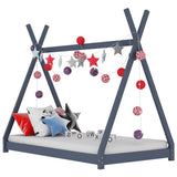 Kids Bed Frame Grey Solid Pine Wood 70x140 cm 283361