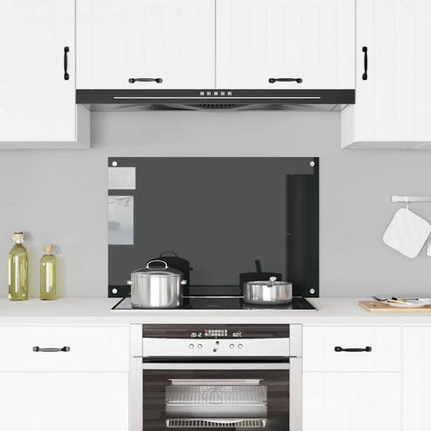 Kitchen Backsplash Black 90 x 60 cm Tempered Glass 249489