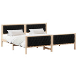 Bed Frame with Headboard Black 200 x 200 cm Solid Pine Wood 3394270