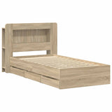 Bed Frame with Storage Sonoma Oak 75 x 190 cm Engineered Wood 3433995