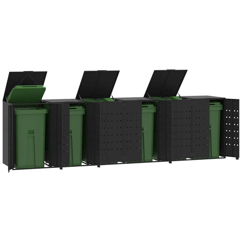 Wheelie Bin Storage for 6 Bins Black 414x79x117 cm Steel 3279981