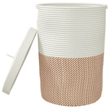 Storage Basket with Lid Brown and White 37x50 cm Cotton 358480