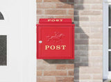 Wall Mounted Mailbox Red 29 x 13 x 41 cm Cast Aluminum 42023498