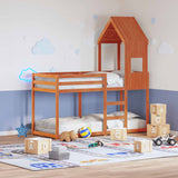 Kids' Bed Roof Wax Brown 55x84x132 cm Solid Wood Pine 846896