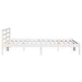Bed Frame White 225.5 x 205.5 x 69.5 cm Solid Pine Wood 869787