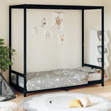 Kids Bed Frame Black 80x200 cm Solid Wood Pine 834521