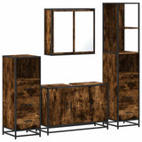 ZNTS 4 Piece Bathroom Furniture Set Smoked Oak Engineered Wood 3301252